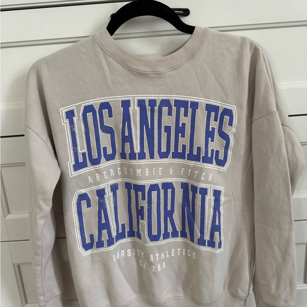 Abercrombie Kids Beige Los Angeles Varsity Oversized Sweatshirt